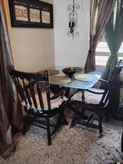 Dark Wood Dining Table Set with Chairs
