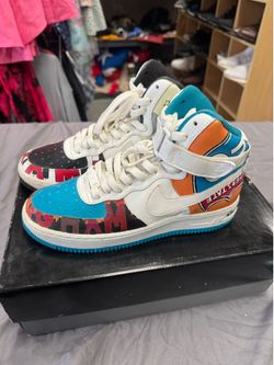 Nike Air Boys Mid Top Graphic Print Multicolor/White Strap Sneakers Size 7Y