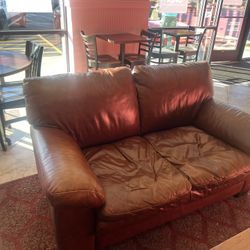 Brown Leather Couch And Love Seat 