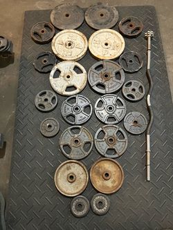 Standard Weights with Curling Bar 264lb total