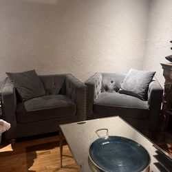 Blue  Grey 3pc Sofa Set For Sale 
