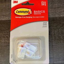 New 3-Pack Small 3M Command Damage Free Hooks with Adhesive Strips