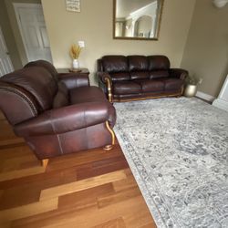 Leather Sofa, Loveseat with Night Stand