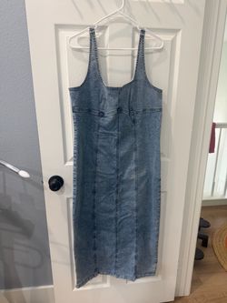 Denim Midi Dress with Spaghetti Straps XL