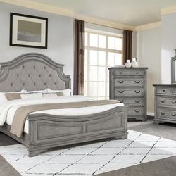 4 PC BEDROOM SET NEW IN BOX (MATTRESS AND CHEST SOLD SEPARATELY)