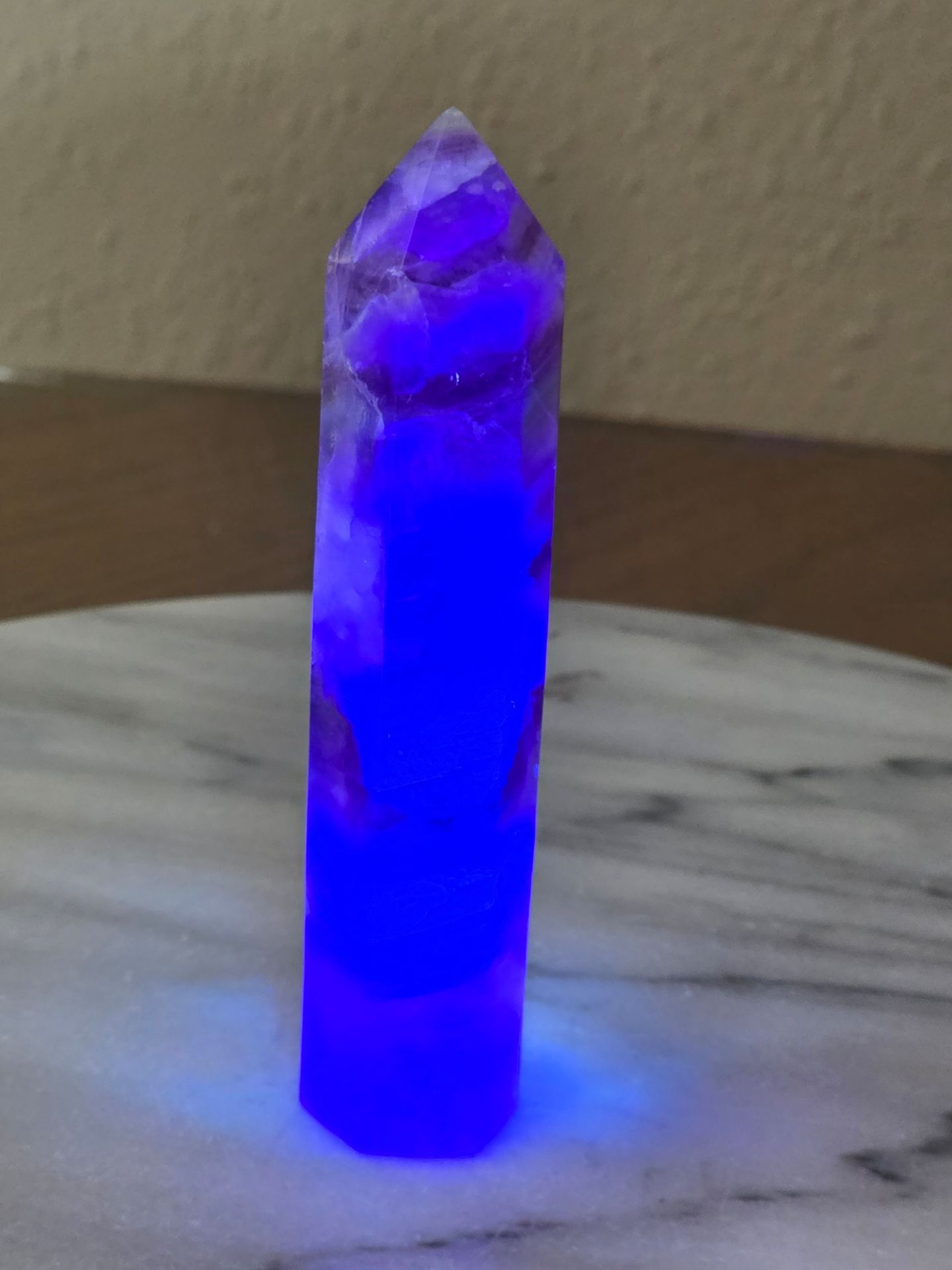 4.6" Approximately Fluorite Tower Reactive With UV Lights