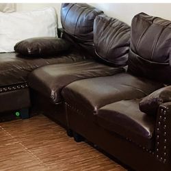 Couch Leather Dark Brown