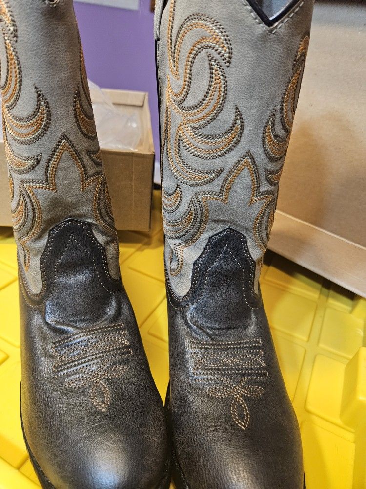 Boys Youth Western Boots Size 7 With Hat