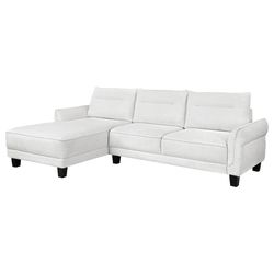 New White Fabric Sectional Couch / Free Delivery 