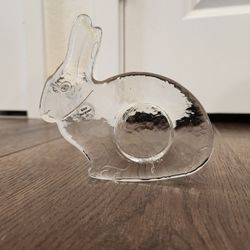 vintage Glasi Hergiswil crystal rabbit tealight candle holder from Switzerland, great condition