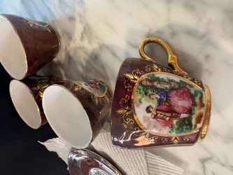 Vintage Porcelain Demitasse Cups Set (READ DESCRIPTION)