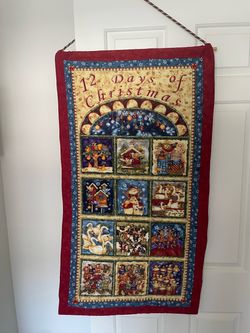 Christmas 12 Days Fabric Seasonal Wall Hanging Banner