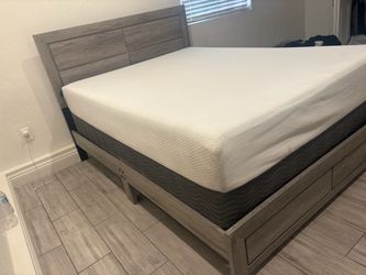Queen bed  frame with mattress