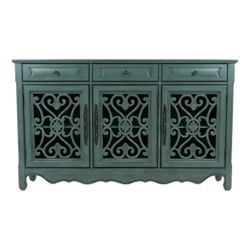 NY: Raymour & Flanigan Sage Green Sideboard Cabinet