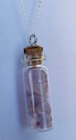 Natural Amethyst Sterling Silver Bottle Necklace