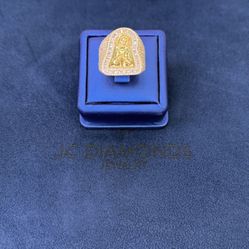 Ring Virgen 10k Gold Diamonds Real 