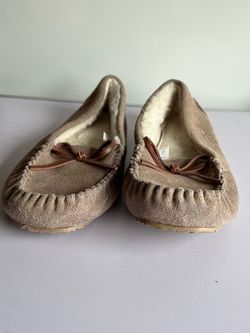 Suede Moccasin Slippers with Sherpa Lining