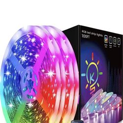 Keepsmile 100ft Led Strip Lights (2 Rolls of 50ft) Bluetooth Smart App Music Sync Color Changing RGB Led Light Strip with Remote and Power Adapter,Led