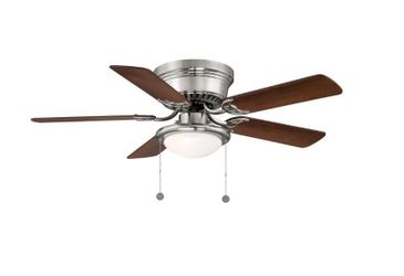 Hugger 44 in. LED Indoor Brushed Nickel Ceiling Fan with Light Kit NEW