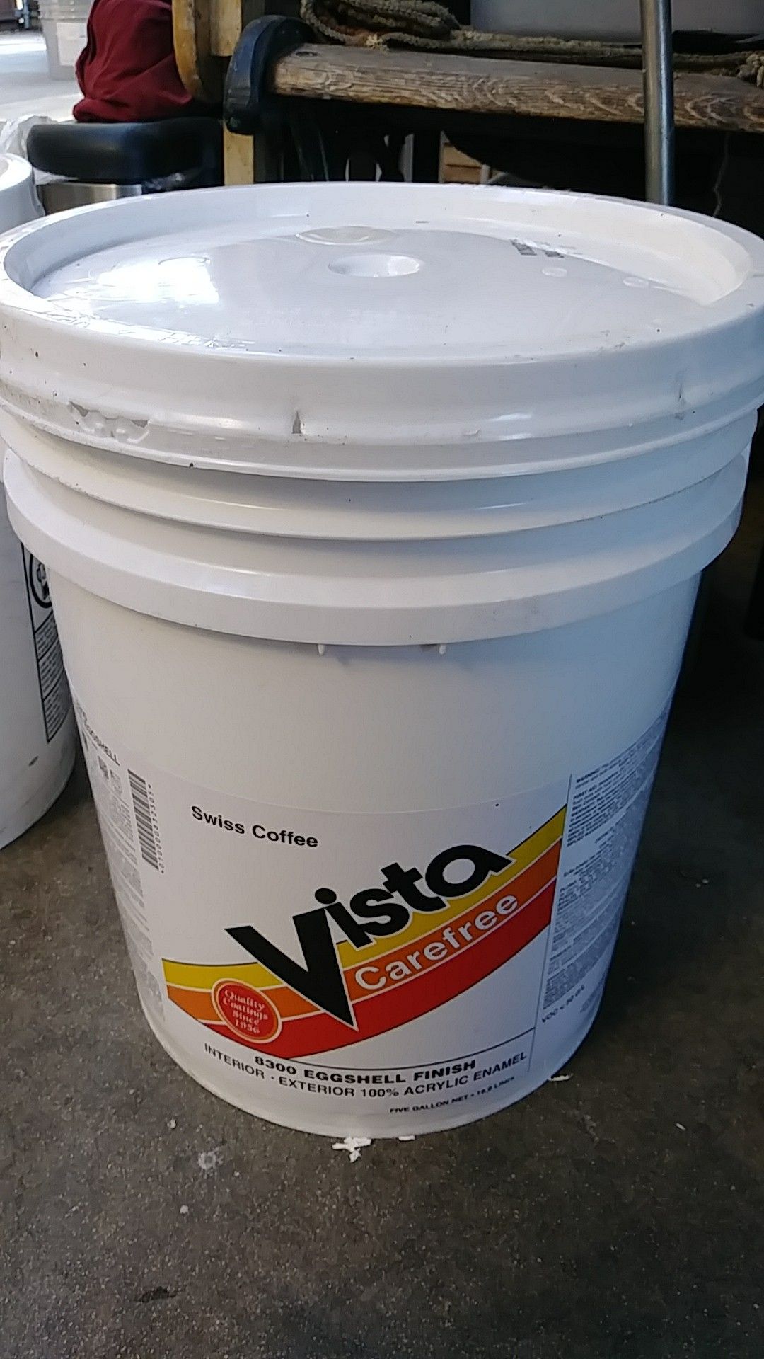 Vista carefree interior and Exterior paint Eggshell Swiss coffee