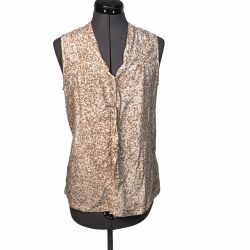 Gap Women's Sleeveless Blouse Top V-Neck Silk Blend Tie-Front Size S