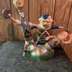 Vintage Blatz Beer Baseball Players Metal Advertising Statue