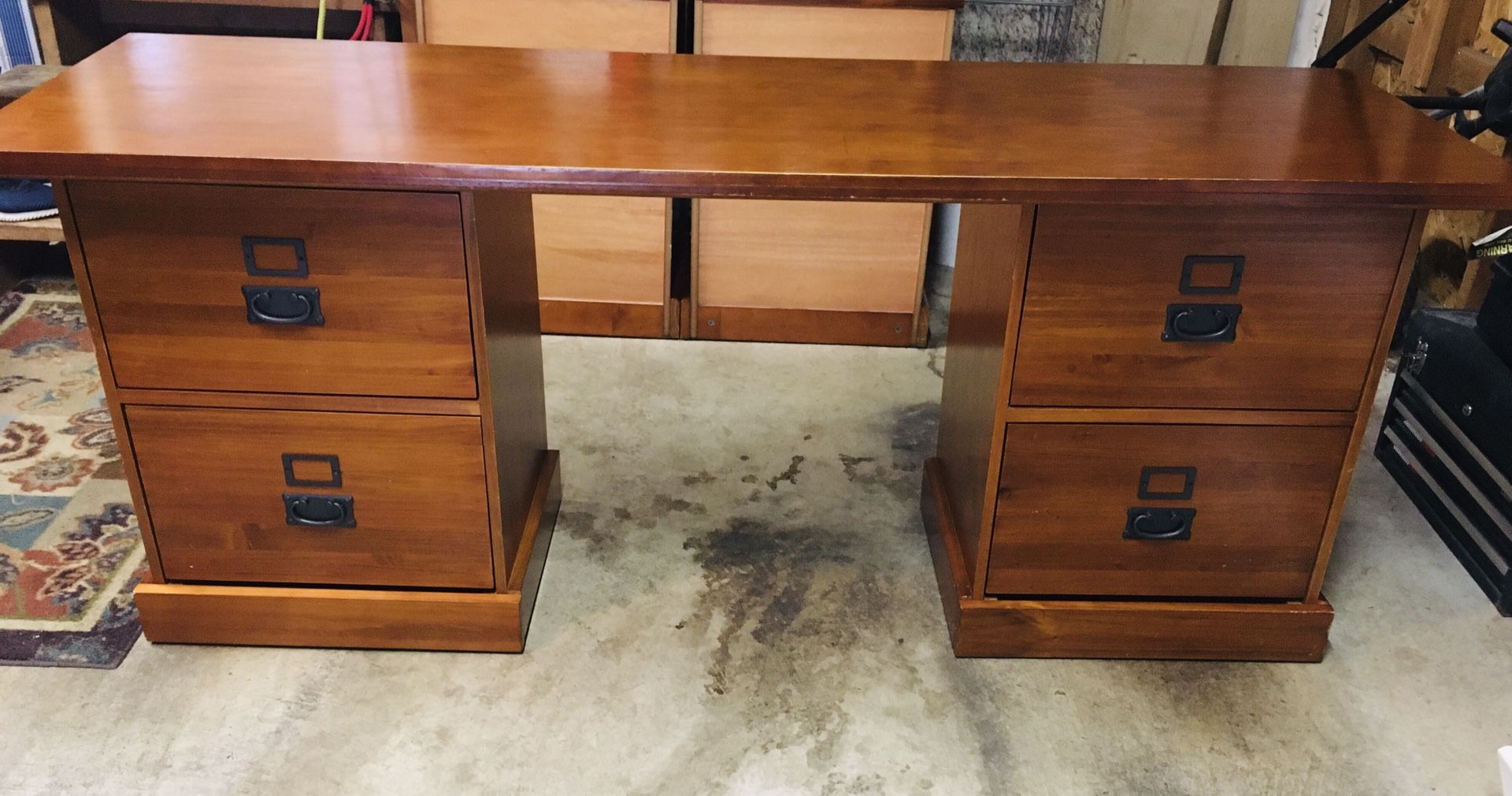 Solid Wood Desk with Hanging File Drawers