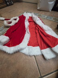 Santa Claus Costume Coat & Hat Set - Red Velvet with Fur Trim