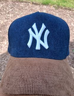 New York Yankees  Adjustable Hat Navy Denim look Brown Corduroy Brim