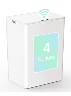 New Cesun 4 Gallon Bathroom Trash Can with Lid, Small Automatic Trash Can, Touchless Motion Sensor Garbage Can, White Plastic Waste Basket for Bathroo