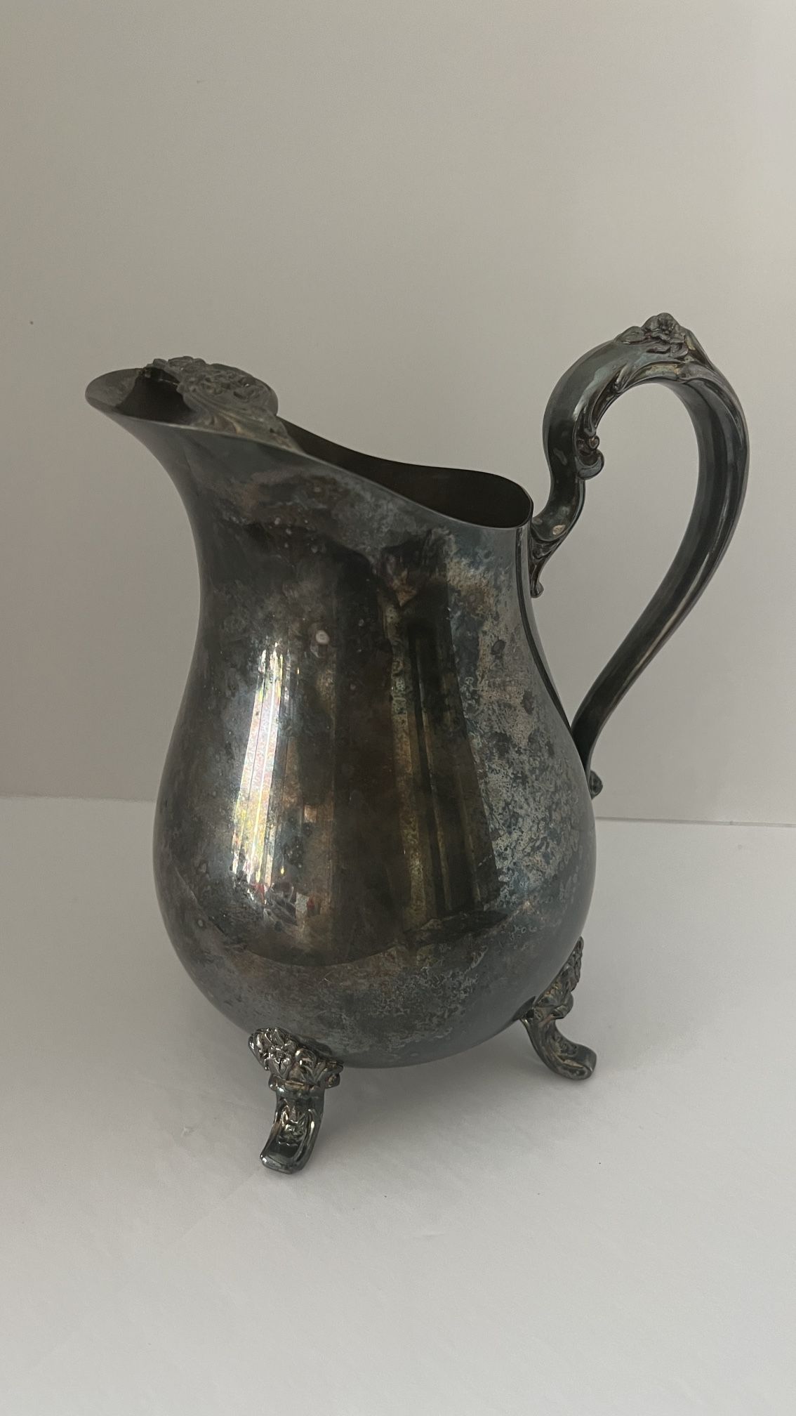 Vintage International Silver Plate Water Pitcher With Ice Lid