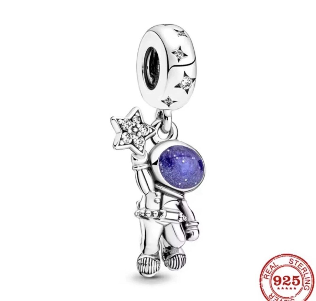 Pandora Astronaut in the Galaxy Dangle Charm #790030C01 + Pandora Pouch