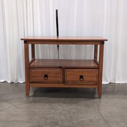 Rustic Wood Two-Drawer Console Table with Shelf
