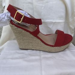 Red Strappy  Wedges Size 9