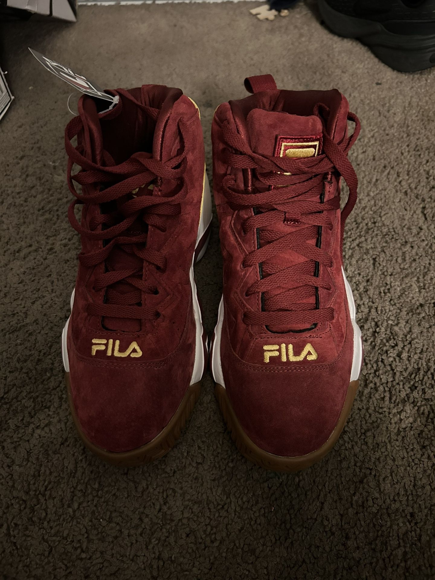 Fila MB burgundy red suede and metallic gold