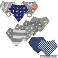 (9) Baby Boy Handkerchief Bibs 