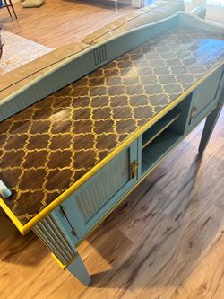 Hand-Painted Blue & Gold Buffet / TV Console