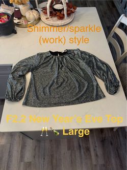Sparkle Gathered-Neck Long Sleeve Blouse - Silver Sparkle/Shimmer smoke free home