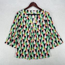 Crown & Ivy - Elephant Blouse with Pom Pom Trim Tunic