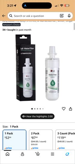 LG LT700P Water Filter Replacement Cartridge