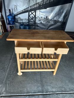Wooden Kitchen Island Cart with Drawers