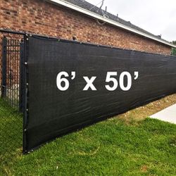 New $40 Black Color 6x50 FT Privacy Screen Fence, Mesh Shade Cover for Garden Wall Yard Backyard 