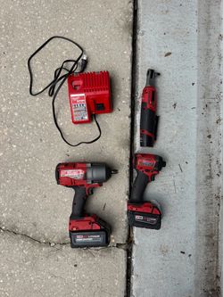 Milwaukee M18 / M12 FUEL Tool Lot – Impact Wrench, Impact Driver, Ratchet, Batteries