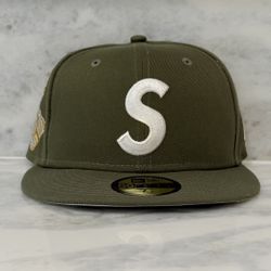 SUPREME Jesus Piece S Logo New Era 59Fifty Olive Hat  7 1/4