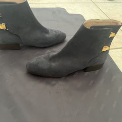 CHLOÉ Suede Chelsea Boots Calf UHigh Riding Dress Shoes Flats Buckle Bootie 