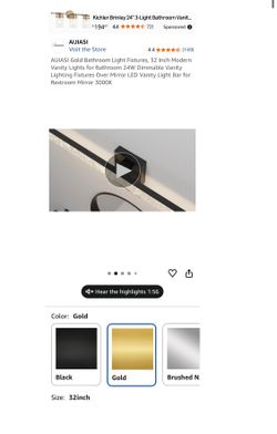 Gold Bathroom Light Fixtures, 32 Inch Modern Vanity (lf1)