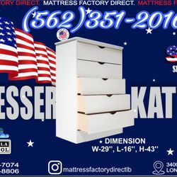 Five Drawer White Katy Dresser Chest Mueble Nuevo 