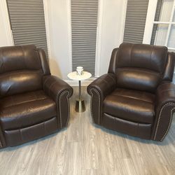 2  (Pair)Never Used REAL leather Recliners