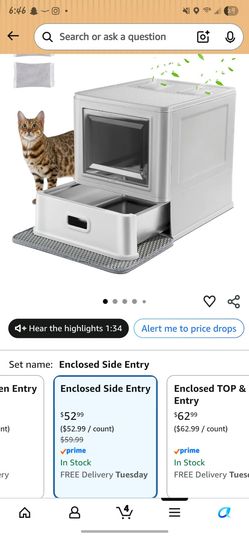 Enclosed Side Entry Cat Litter Box