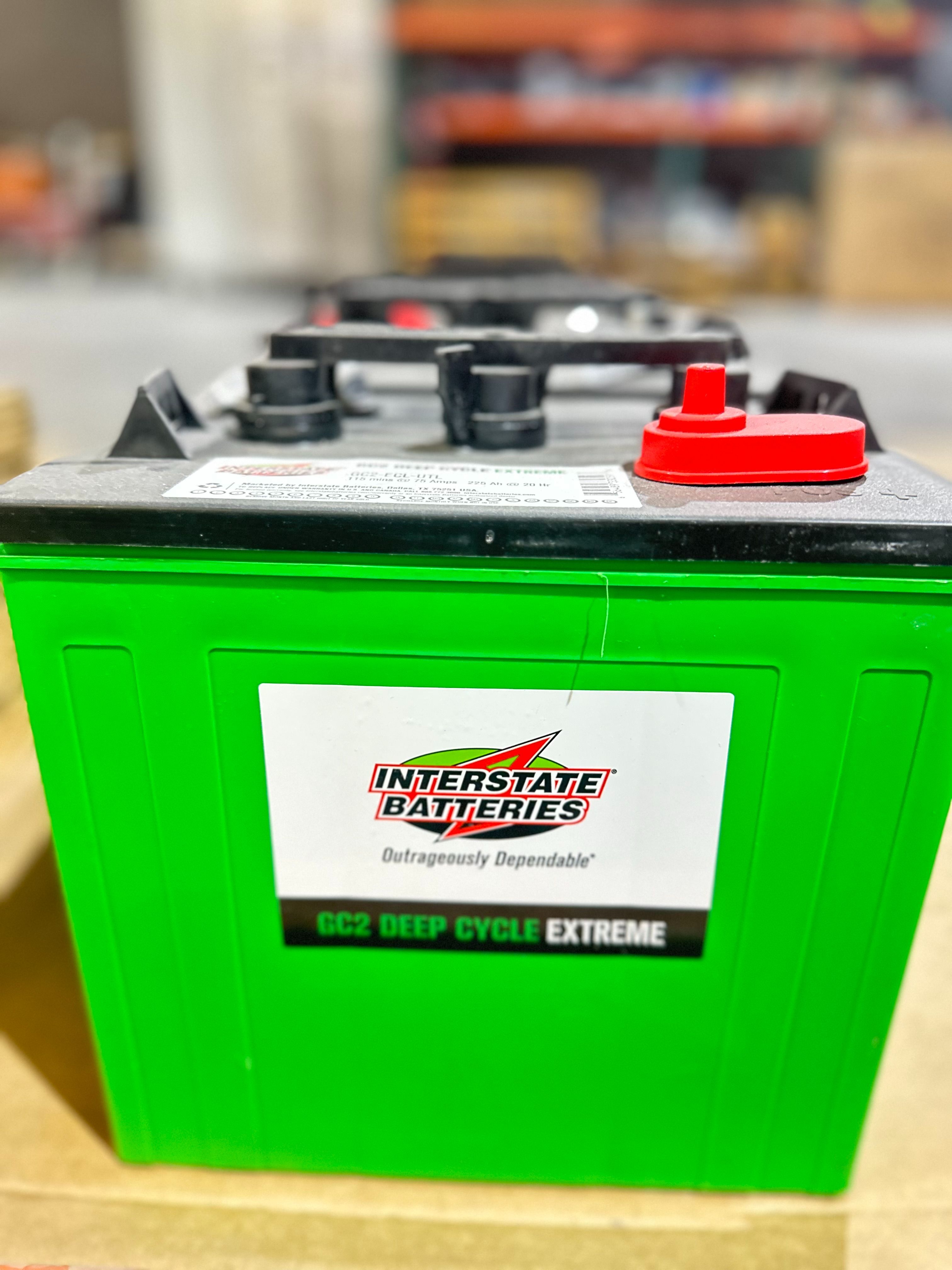 Interstate 6V 225Ah Golf Cart Batteries GC2 Deep Cycle Battery GC2-ECL Flooded Lead Acid w/ Screw Terminals